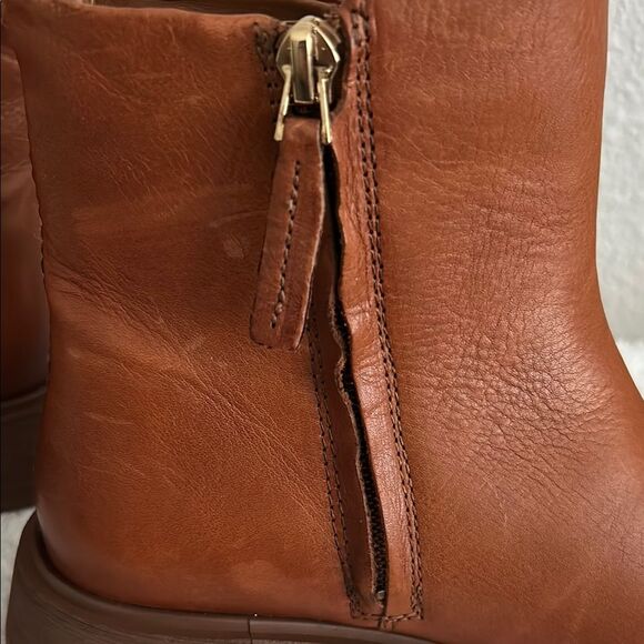 Franco Sarto Women’s Size 5.5 100% Genuine Leather Beam Ankle Boots in Cognac - Picture 10 of 11